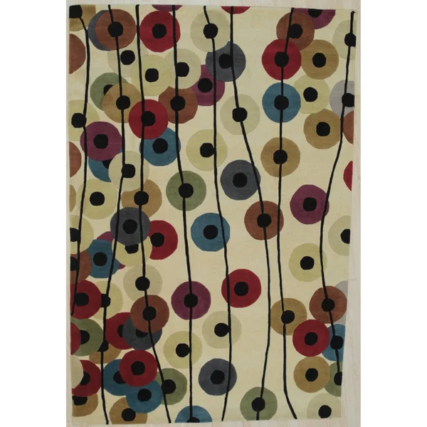 Hand-Tufted Wool Mix Transitional Stripe Modern Tufted Rug