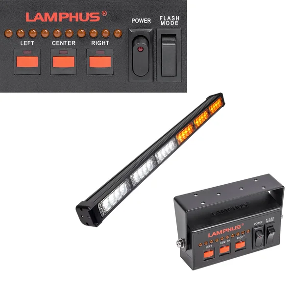 LAMPHUS SolarBlast Sbls64 29 inch 24W LED Traffic Advisor Light Bar - Amber White - Yellow