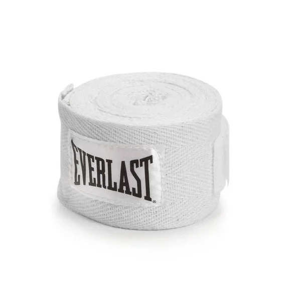 Everlast Elite Pro Style Black Boxing Gloves & 120 inch Cotton Hand Wrap - White