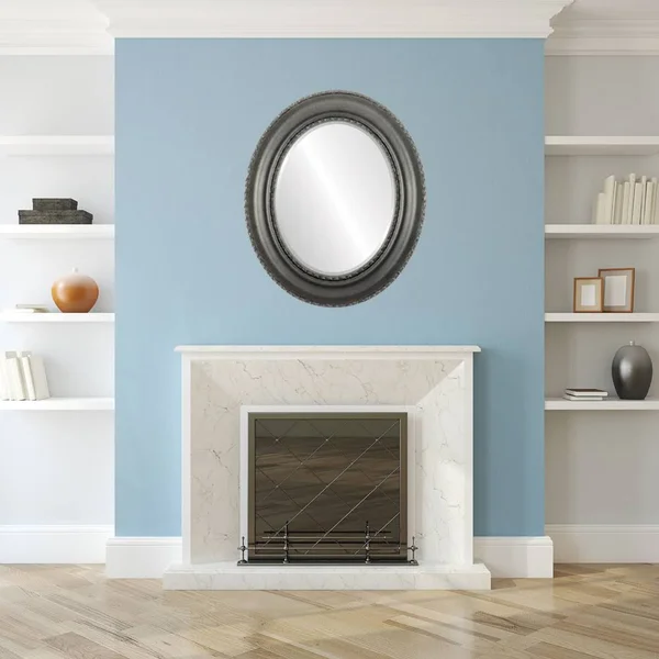 Somerset Framed Oval Mirror - Black Silver
