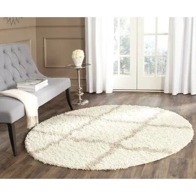 Lapidge Geometric Ivory/Beige Area Rug Andover Mills Rug Size: Round 8&
