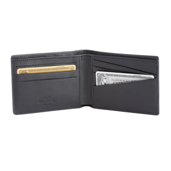 Royce New York Leather RFID-Blocking 100 Step Wallet - Navy Blue/Black
