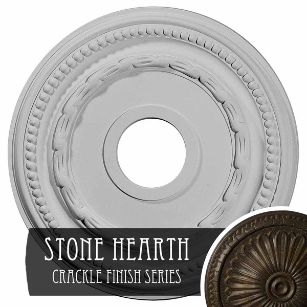 15 3/8x22OD x 3 5/8x22ID x 1x22P Federal Ceiling Medallion (Fits Canopies Up to 8 1/2x22), Hand-Painted Stone Hearth Crackle