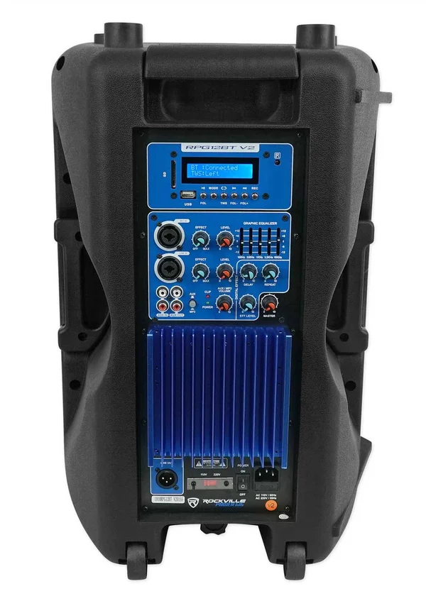 Rockville RPG12BT V2 12x22 Powered 800W DJ PA Speaker BlueTooth/Wireless/Remote/EQ
