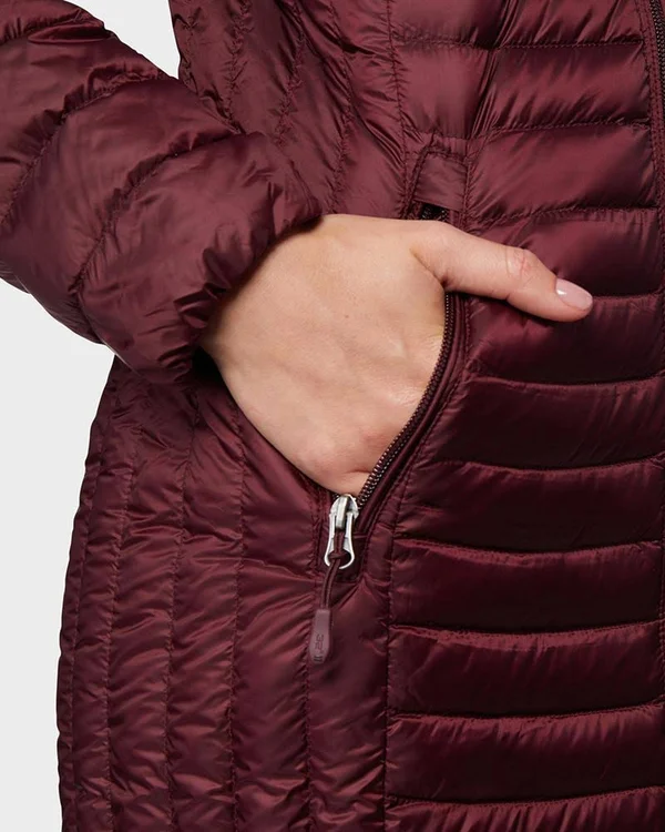 32 Degrees Women's Ultra-Light Long Packable Down 3/4 Jacket Darkest Spruce, XL