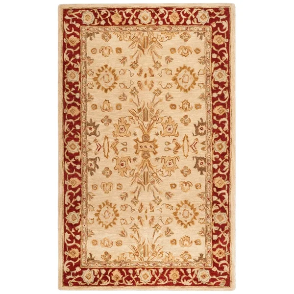 Safavieh 4& x 4& Round Anatolia AN551A Ivory, Red Rug