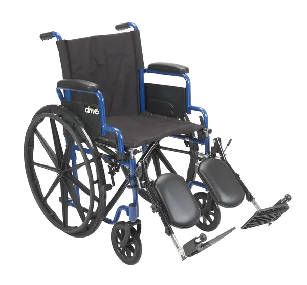 Drive Medical Blue Streak Wheelchair with Flip Back Desk Arms - Swing Away Footrests, 16x22 Seat, 42" x 12.5" x 36"