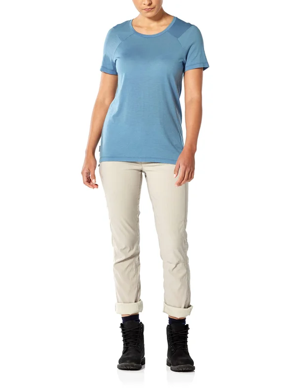 Icebreaker Women's Nature Dye Galen SS Crewe - Small - True Indigo LT