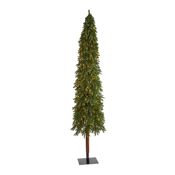 Nearly Natural 9ft. Grand Alpine Artificial Christmas Tree with 600 Clear Lights and 1183 Bendable Branches on Natural Trunk, Gr
