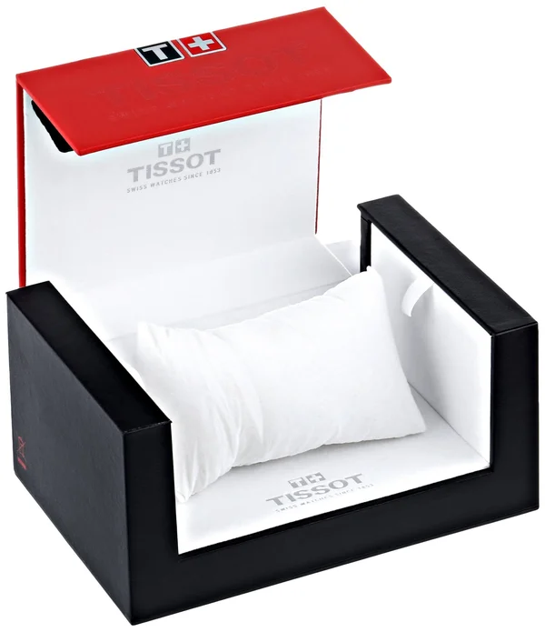 Tissot Men's Stainless Steel Watch - Rose Gold Dial - Black Faux-Leather Band