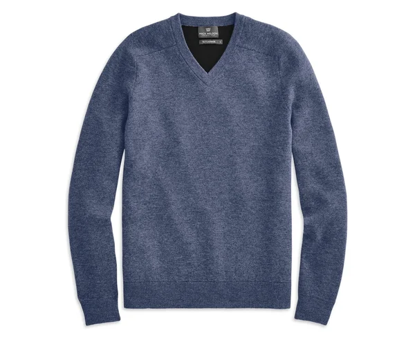 #1 Tech Cashmere V-Neck Sweater True Navy Heather, Mack Weldon