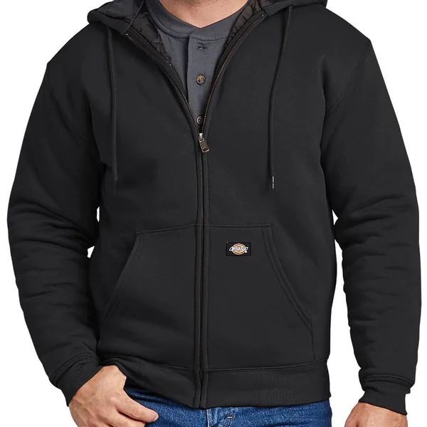 Dickies Jackets & Coats, Dickies, Mens Thermal Lined Fleece Hoodie, Black, Color: Black, Size: 4xl4tg, Leetroy2494&s Clo