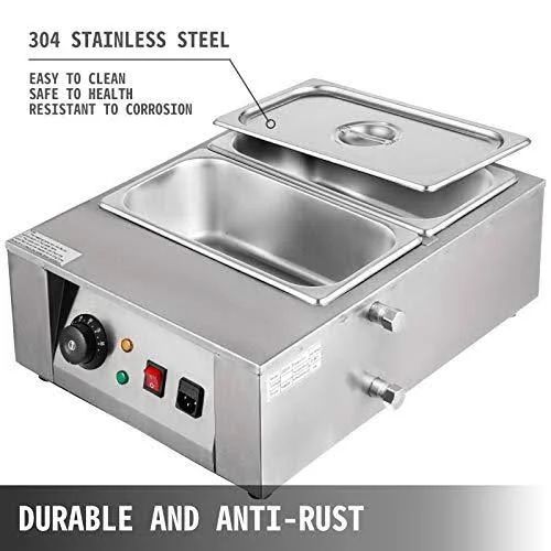 Vevor 1000W Food Warmer, 2 Tanks Commercial Electric Heater, 26.45lbs Capacity Thermal Insulation Melting Pot Machine, for Choco