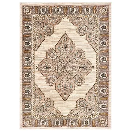 Eloisa Traditional Oriental Area Rug, Ivory/ Gold, 6' x 9'
