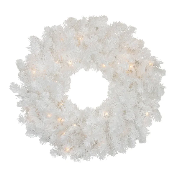 Northlight 24x22 Pre-Lit Snow White Artificial Christmas Wreath - Clear Lights