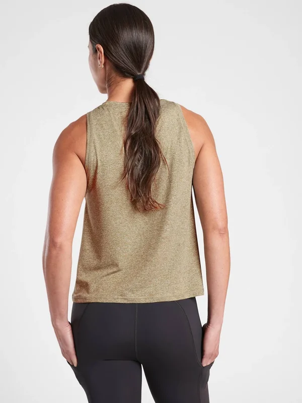 Athleta Women's Uptempo Tank Bright White/ Shadow Olive Size L