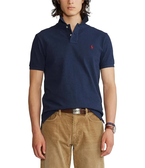 Polo Ralph Lauren Big Tall Classic-Fit Short-Sleeve Cotton Mesh Polo Shirt - Mens, 2XB, Medieval Blue Heather
