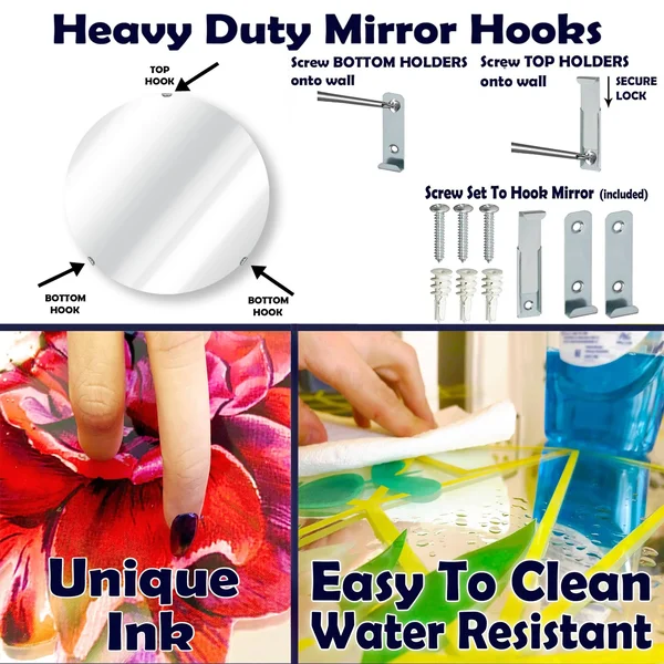 Designart 'Golden Marble Design III' Modern Round or Oval Wall Mirror - Leaves - 24 in. Wide x 24 in. High
