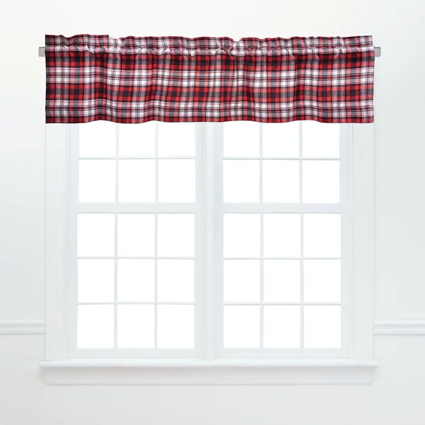 Cu0026F Home Fireside Plaid Cotton Valance Window Treatment Set of 2