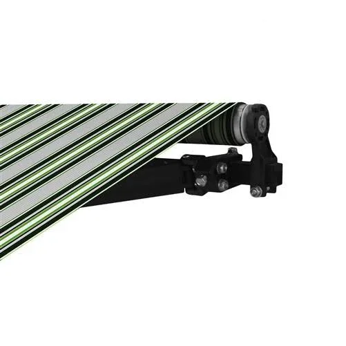 Aleko Abm20x10mstgr58-ap Motorized Retractable Black Frame Patio Awning 20 x 10 Feet - Multi-Striped Green