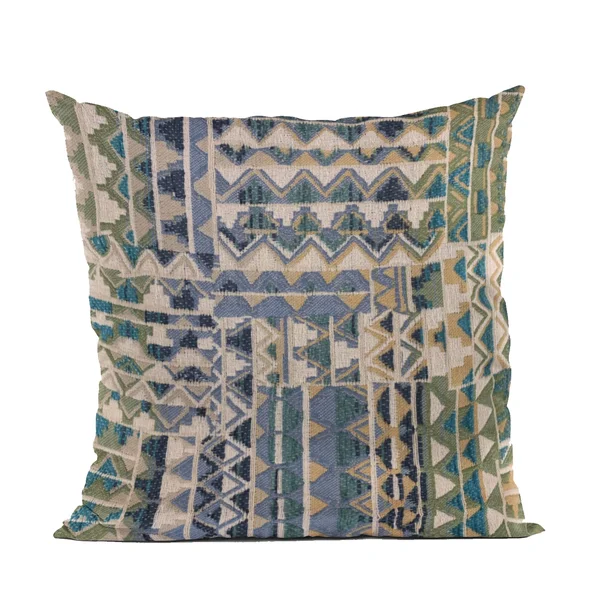 Plutus 16x22 x 16x22 Pyramids Border Luxury Throw Pillow in Blue