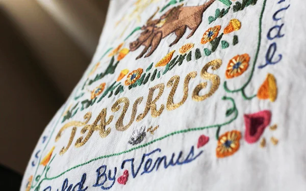 Taurus Astrology Hand-Embroidered Pillow