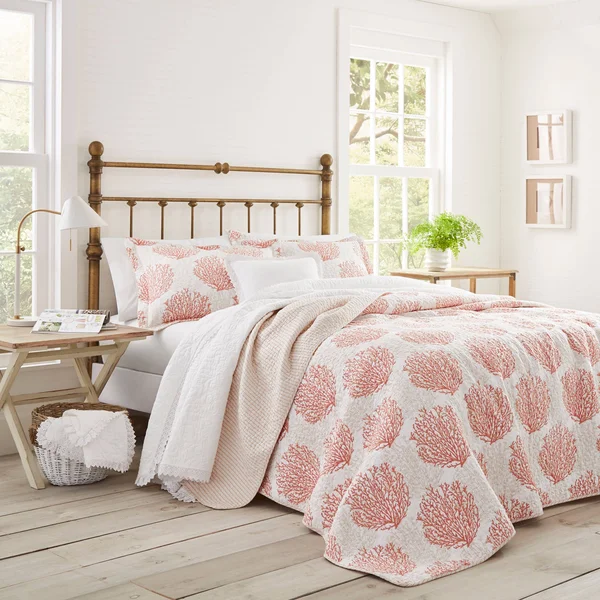 Laura Ashley Coral Coast Quilt Set King