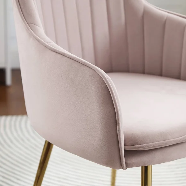 Metal Base Velvet Accent Chair - Pink