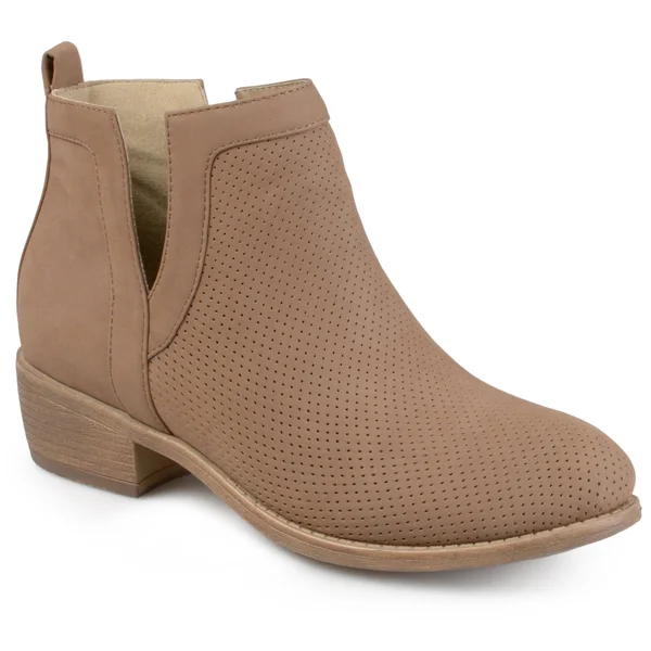 Journee Collection Womens Round Toe Pinhole Faux Suede Boots Brown 8.5