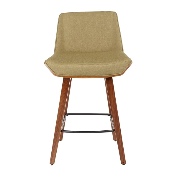 LumiSource Corazza Mid-Century Modern Counter Stool, Walnut/Green