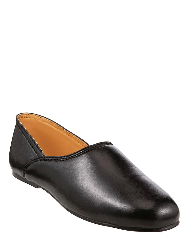 Chums Real Leather Grecian Slippers Black 6