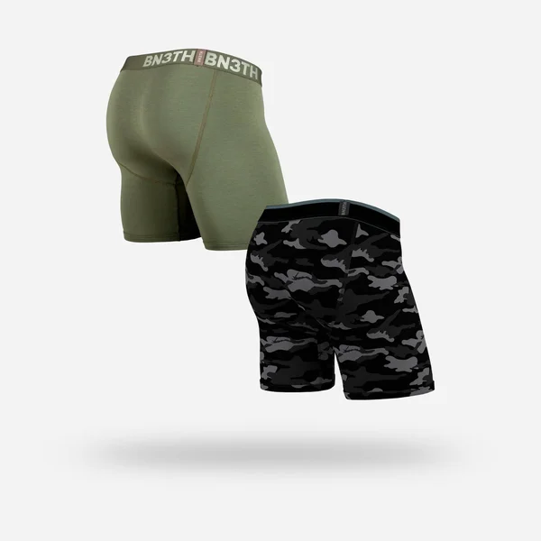 BN3TH Men's Classic Solid Boxer Brief 2 Pack - XL - Pine - Covert Camo