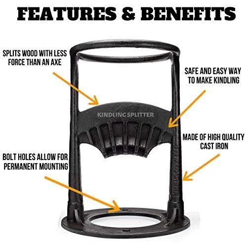 Kindling Splitter, Firewood Log Splitter, Manual Made of Cast Iron