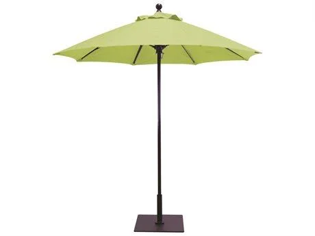 Galtech Quick Ship Commercial 7.5 Foot Aluminum Octagon Push Up Lift Umbrella White - Sunbrella Vellum - 725-WH-78