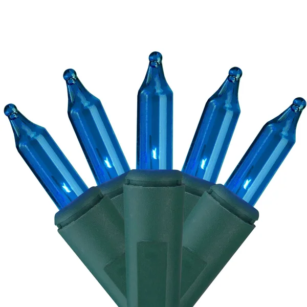 140ct Blue Everglow Chasing Mini Christmas Lights - 48ft - Green Wire