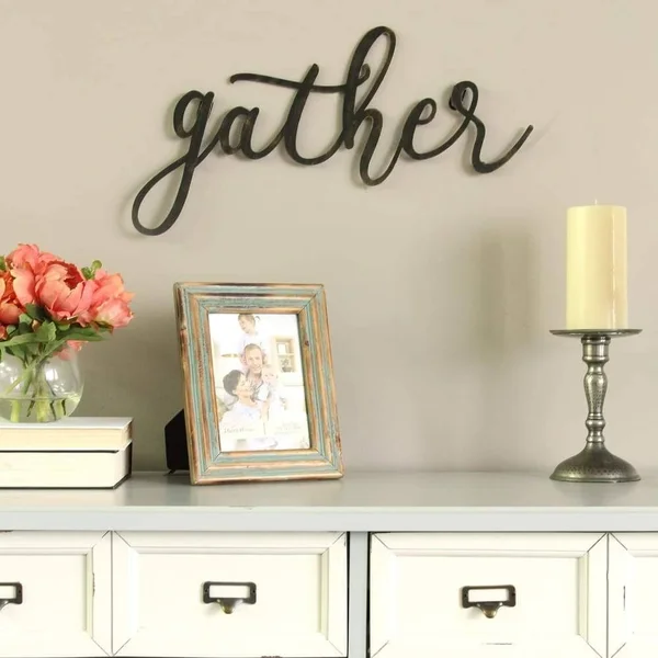 Gather Metal Script Wall Decor Black 20x22 x 10x22 - Aluminum