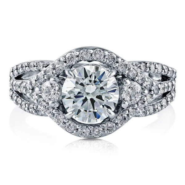 BERRICLE Sterling Silver Round Cubic Zirconia CZ 3-Stone Anniversary Wedding Engagement Ring 2.1 CTW Size 4 - Holiday Gift