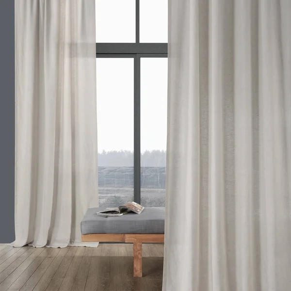 Exclusive Fabrics Signature French Linen Sheer Curtain PANEL, Birch 96-Inch