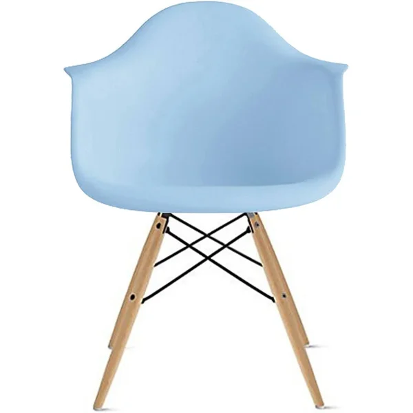 2xhome Mid Century Modern Dining Arm Chair with Natural Wood Legs - Blue
