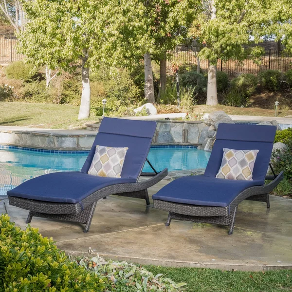 Nassau Outdoor Grey Wicker Adjustable Chaise Lounge with Charcoal