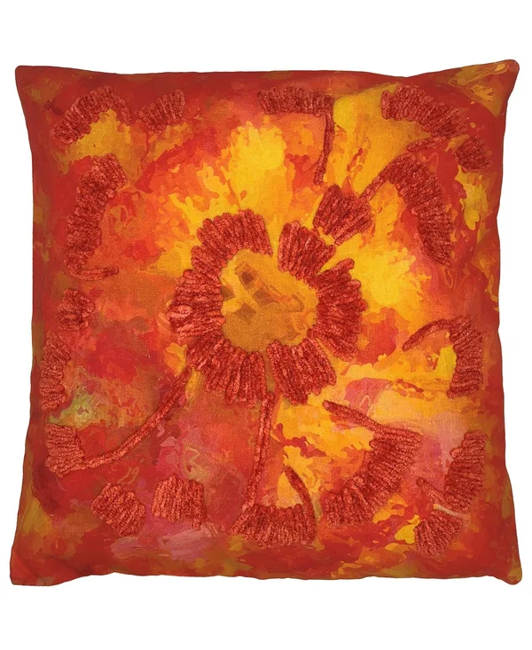 Mod lifestyles Tie Dyed Floral Square Throw Pillow in Orange