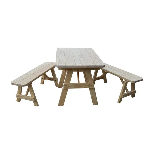 Pine 4' Traditional Picnic Table with 2 Benches - Tractor Red