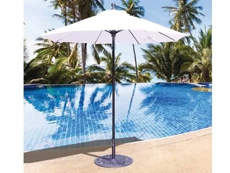Galtech Quick Ship Commercial 7.5 Foot Aluminum Octagon Push Up Lift Umbrella White - Sunbrella Vellum - 725-WH-78