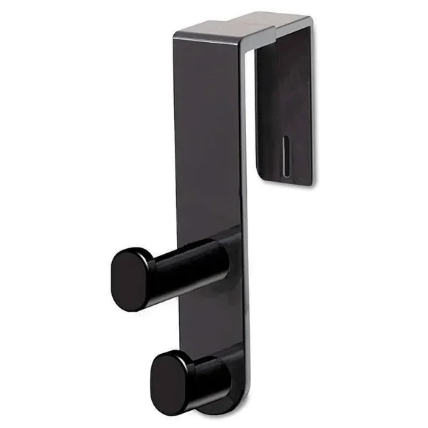 Safco Plastic Coat Hook, 2-Hook, 1 3/4 x 6 1/2 x 7 3/4, Black 073555422528