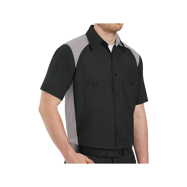 Red Kap SP28 Men's SS Motorsports Shirt - Price/Pcs - Black/Grey, Xs