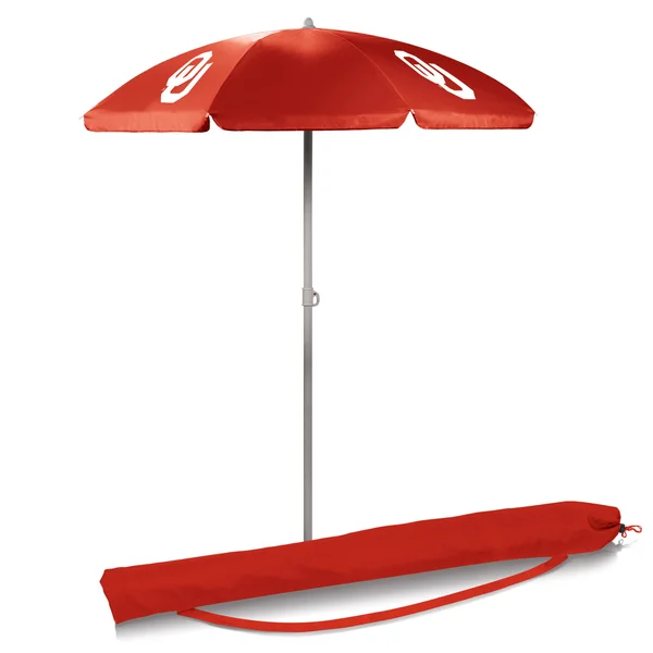 Picnic Time Oklahoma Sooners Portable Beach Umbrella, Red