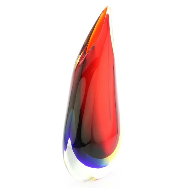 Murano Glass Sommerso Wave Vase - Red Blue Amber