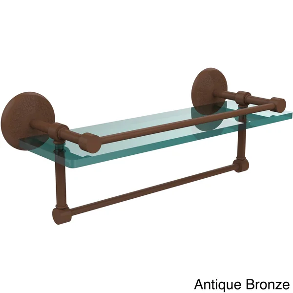 Allied Brass MC-1TB/16-GAL-BKM 16 inch Gallery Glass Shelf with Towel Bar, Matte Black