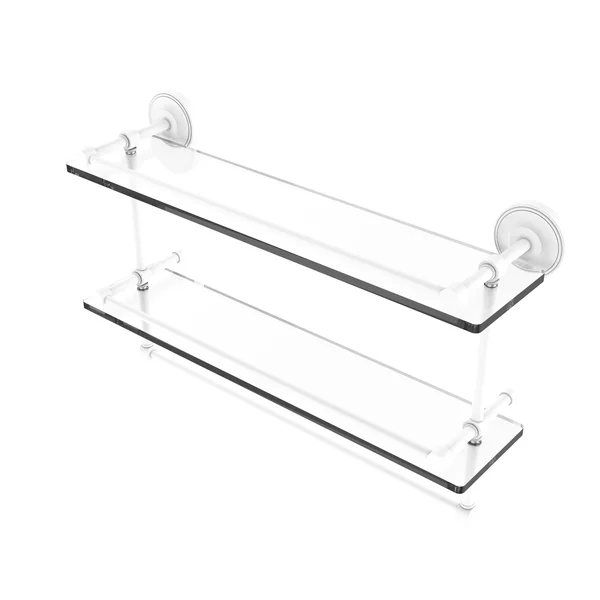Allied Brass Gallery Double Glass Shelf with Towel Bar - Matte White - 22 inch