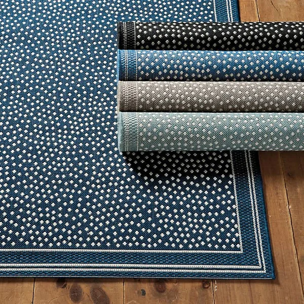 Marina Indoor/Outdoor Rug Black/Ivory 7& 10x22 x 10& 10x22 - Ballard Designs